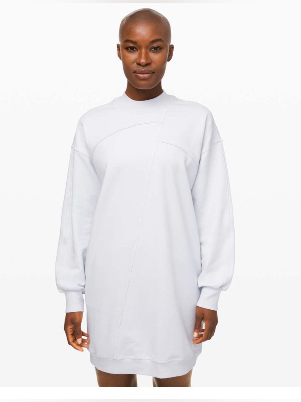Lululemon XS Broken Beats Sweater Dress - Powder Blue/ Alpine White Pockets $128